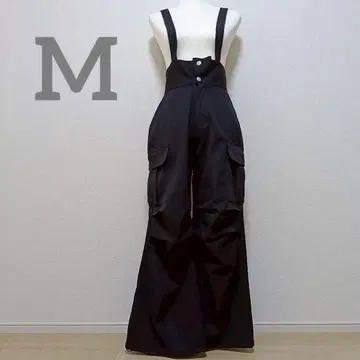 GRL/그레일 살로펫 하이웨스트 와이드 팬츠 카고 블랙 검정