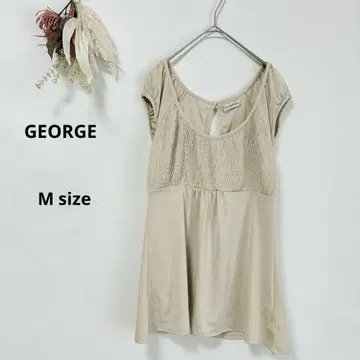 조지 GEORGE 슬리브리스 티셔츠 M 베이지 라운드넥