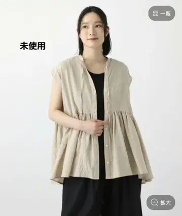 스튜디오 클립 린넨 코튼 샴브레이 슬리브리스 블라우스 미사용 NR