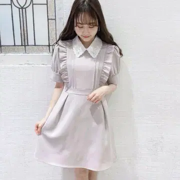 evelyn 에블린 비쥬 펄 옷깃 OP 원피스 핑크