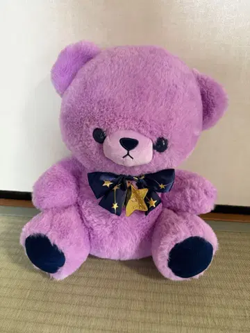보라색 별 패턴 리본 포함 봉제 인형