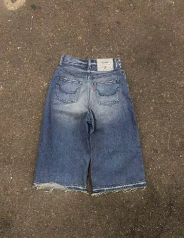 00s 초와이드 배기 숏 팬츠 y2k