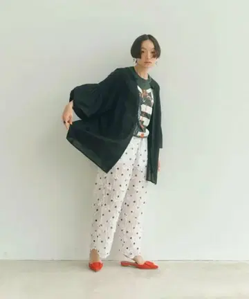 studioclip 타카야마 미야코 더블 프론트 턱 볼륨 슬리브 블라우스