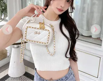 레이디 화이트 미니 체인 베니티백 FO0018X