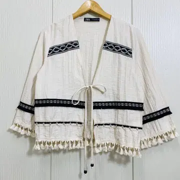 ZARA 자라 코튼 프린지 오픈 가디건