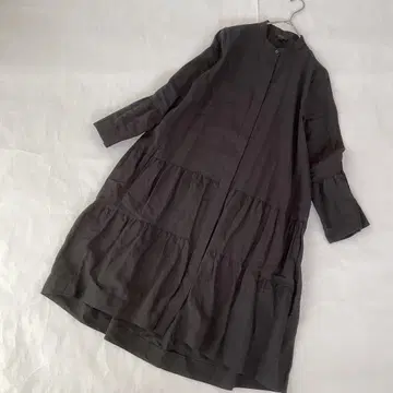코스 롱 셔츠 원피스 블랙 티어드 38