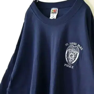 프룻 오브 더 룸 세인트루이스 파크 폴리스 티셔츠 XL 네이비 구제 의류