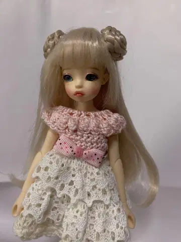 인형 가발 4인치 롱 컬 롤빵 포함
