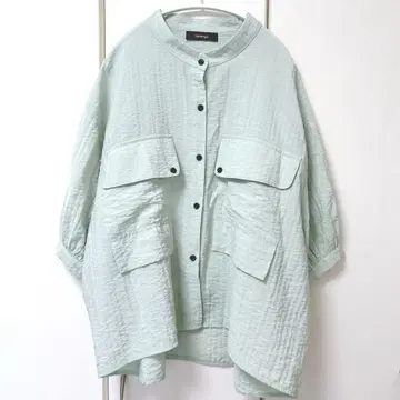 MELANGE 멜랑주 반팔 블라우스 그린