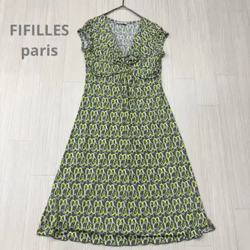 FIFILLES 피피유 V넥 올 패턴 부드러운 원피스 T1 S