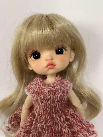 인형 가발 4.5~5인치 세미롱 컬 블론드