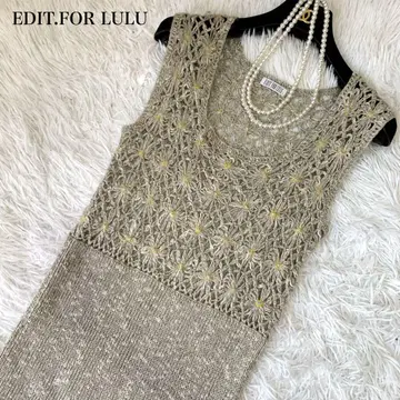 EDIT.FOUR LULU 플라워 스퀘어 넥 원피스 롱 린넨 혼방