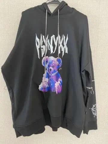 THICC PSYNYXX 곰 오버 사이즈 후드티 블랙