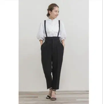 yori 서스펜더가 달린 하이웨스트 스틱 팬츠