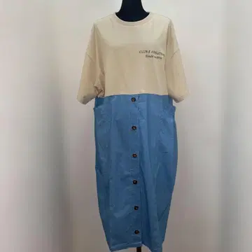 루피리안 티셔츠 절개 프린트 반팔 원피스