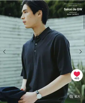 GLOBAL WORK 네이비 니트 피케 셔츠 S