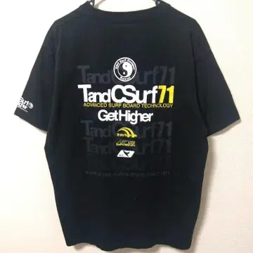 T&C Surf Designs 앞뒤 프린트 블랙 티셔츠 L 사이즈