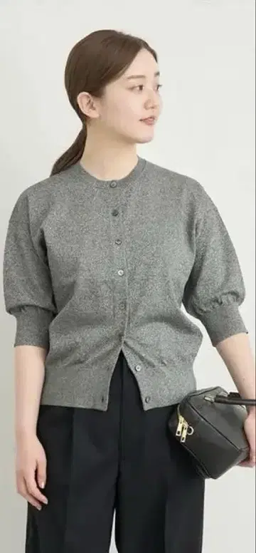 IENA 크루넥 가디건 실버