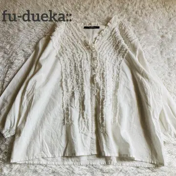 fu-dueka:: 에카 프린지 가디건 셔츠 프릴 코튼 블라우스