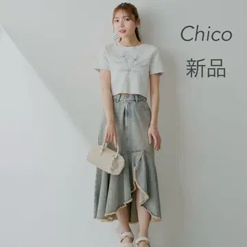 새상품 Chico 플라워 자수 치비 T