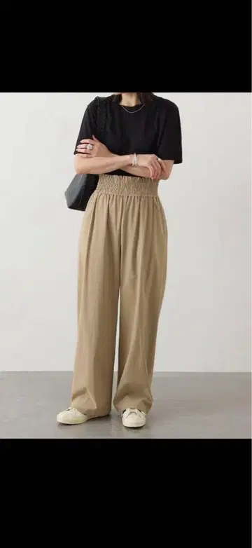 저널 스탠다드 나일론 스트레치 와이드 팬츠 베이지 40