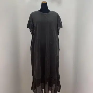 루피리안 그레이 피그먼트 가공 메쉬 슬리브 티셔츠 원피스 새상품