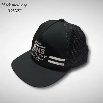 VANS 메쉬 캡 블랙 블랙 로고 프린트 스냅백 스케이터 계열