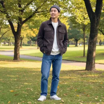 23구 HOMME 이탈리아 테크닉 크로스 M 짙은 갈색 스웨이드풍 블루종