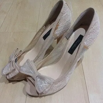 Durasambient 베이지 레이스 샌들 펌프스 핑 힐 23.5cm