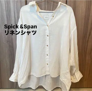 spick&span 스픽 앤 스팬 린넨 셔츠 빅 셔츠 골드 버튼