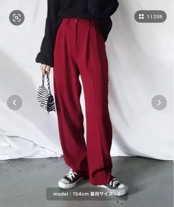 me+em select 레드 와이드 팬츠 L 사이즈
