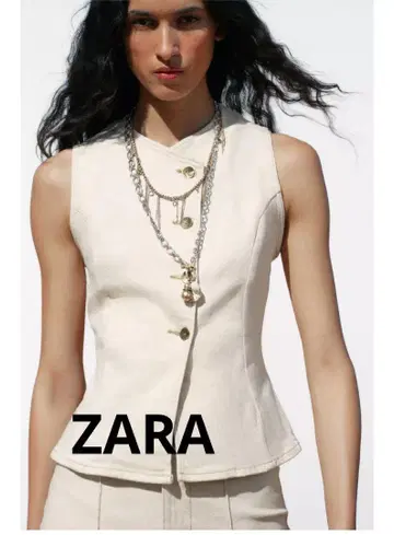 미사용 새상품 ZARA 데님 베스트 샌드 S