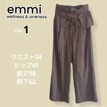 emmi 브라운 와이드 팬츠 린넨