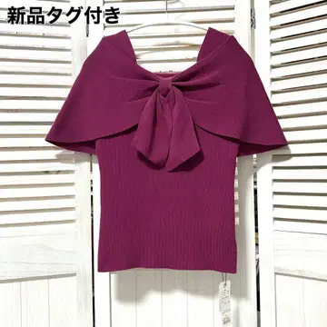 택 포함 새상품 Noela 노엘라 2WAY 리본 바사 컬러 니트
