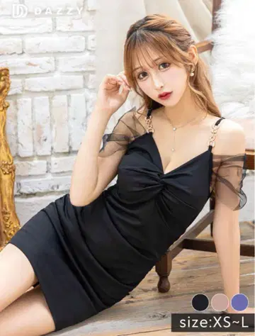 시스루 소매 블랙 드레스 S