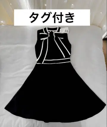 MIIA 미아 배색 리본 미니 원피스 블랙 택 포함 새상품