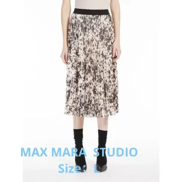 MAX MARA STUDIO 플라워 프린트 얇은 명주 그물 플리츠 스커트