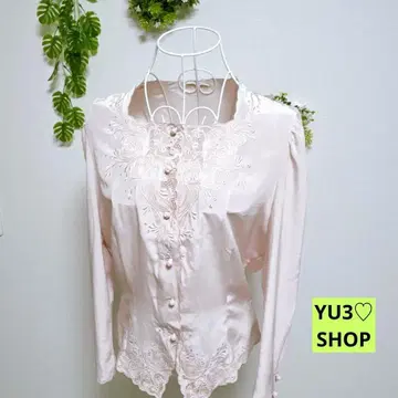 코르디아 긴팔 셔츠 블라우스 실/실크 100% L 자수 핑크