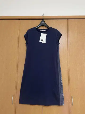 HIROKO KOSHINO 네이비 플라워 프린트 반팔 원피스 M