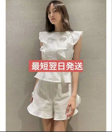 snidel 펀칭 레이스 블라우스 펀칭 레이스 숏 팬츠 셋업 0