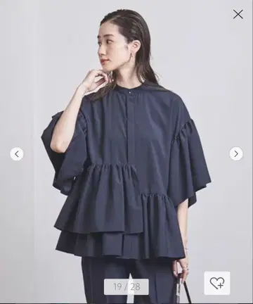 유나이티드 애로우즈 반팔 블라우스 네이비 36