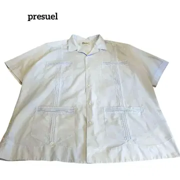 구제 의류 presuel 반팔 셔츠 쿠바 셔츠 멕시코 오픈 카라