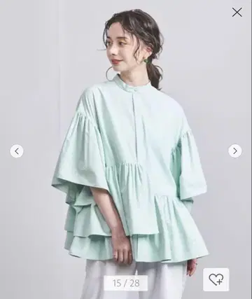 유나이티드 애로우즈 반팔 블라우스 민트 그린 36