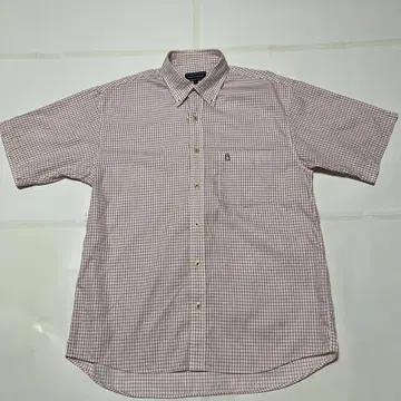HUSH PUPPIES 레드와 화이트 체크 무늬 반팔 셔츠 사이즈 M