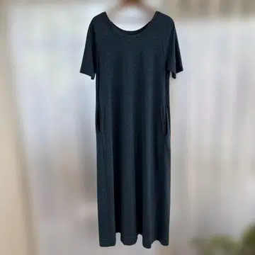 45R 인디고 염색 데님풍 티셔츠 원피스 A 라인 면 현재