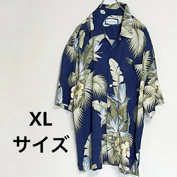 SEVEN PALM 알로하 셔츠 실크 100% XL 하이비스커스