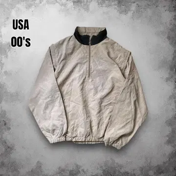 00s USA 하프 지퍼 풀오버 베스트 짧은 길이 나일론 스모크