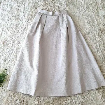 PLST 플라스테 자카드 플레어 스커트 턱 플레어 스커트 베이지 M