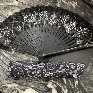 ANNA SUI 안나수이 블랙 레이스 부채 케이스 포함