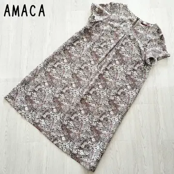 AMACA 리버티 패턴 꽃무늬 원피스 반팔 사이즈 46 빅 사이즈